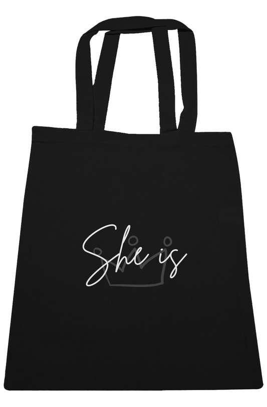 She Is | Large Canvas Tote