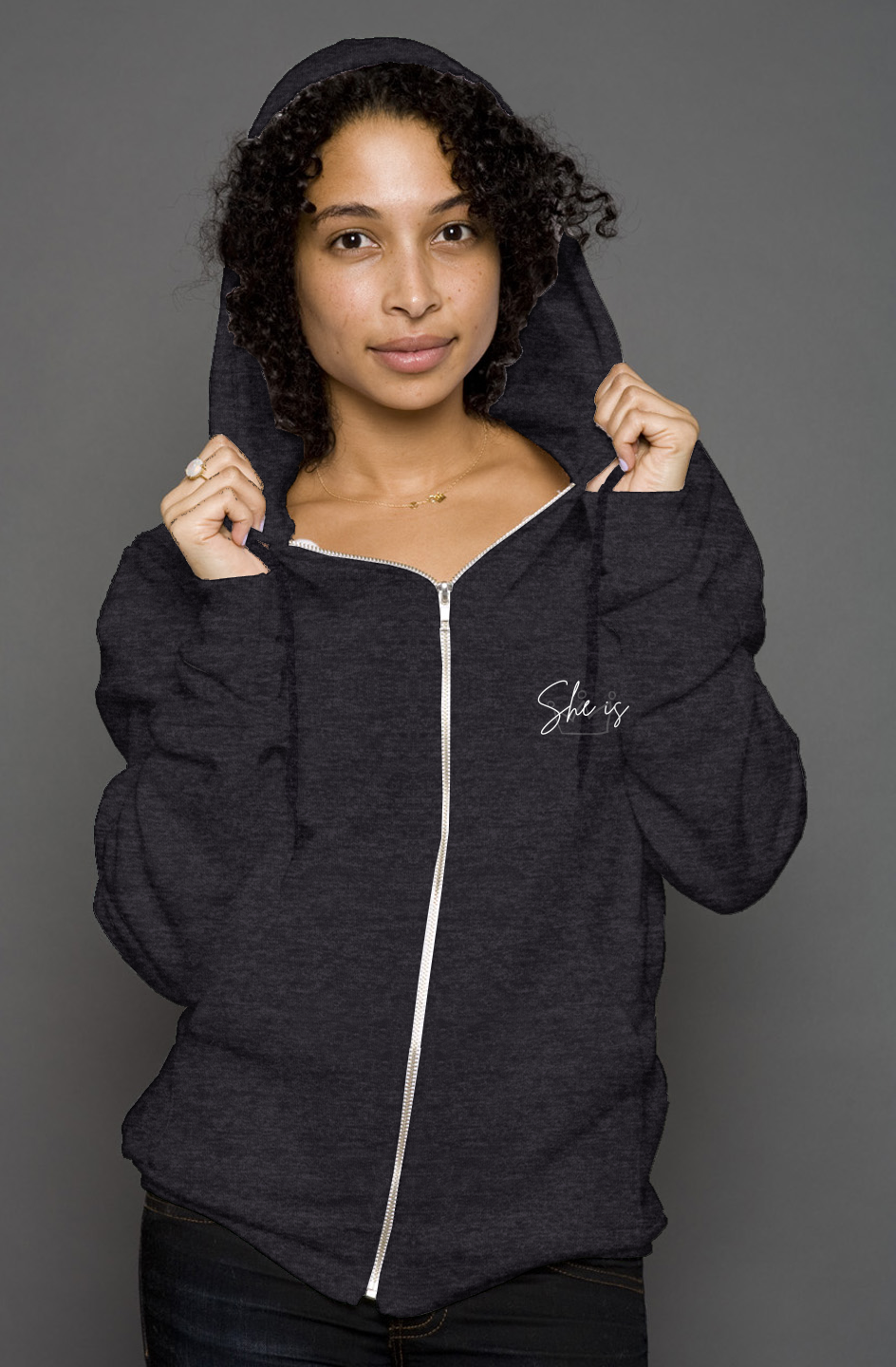 She Is | DIGNIFIED | 'Zip Hoody'