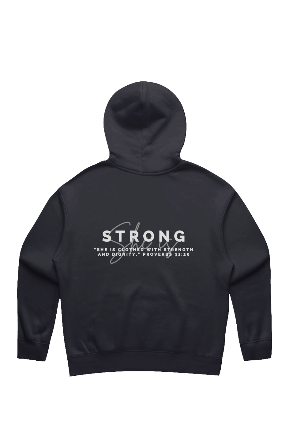 She Is | STRONG | Relaxed Hoodie (back design)