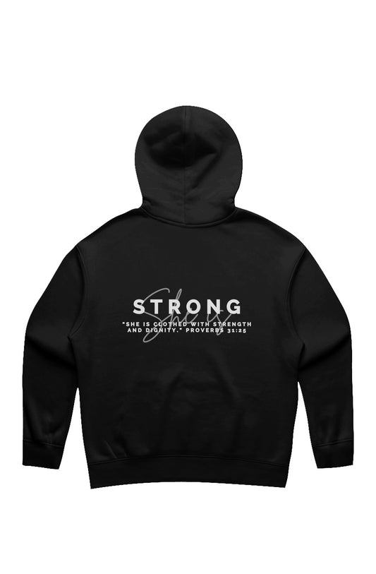 She Is | STRONG | Relaxed Hoodie (back design)