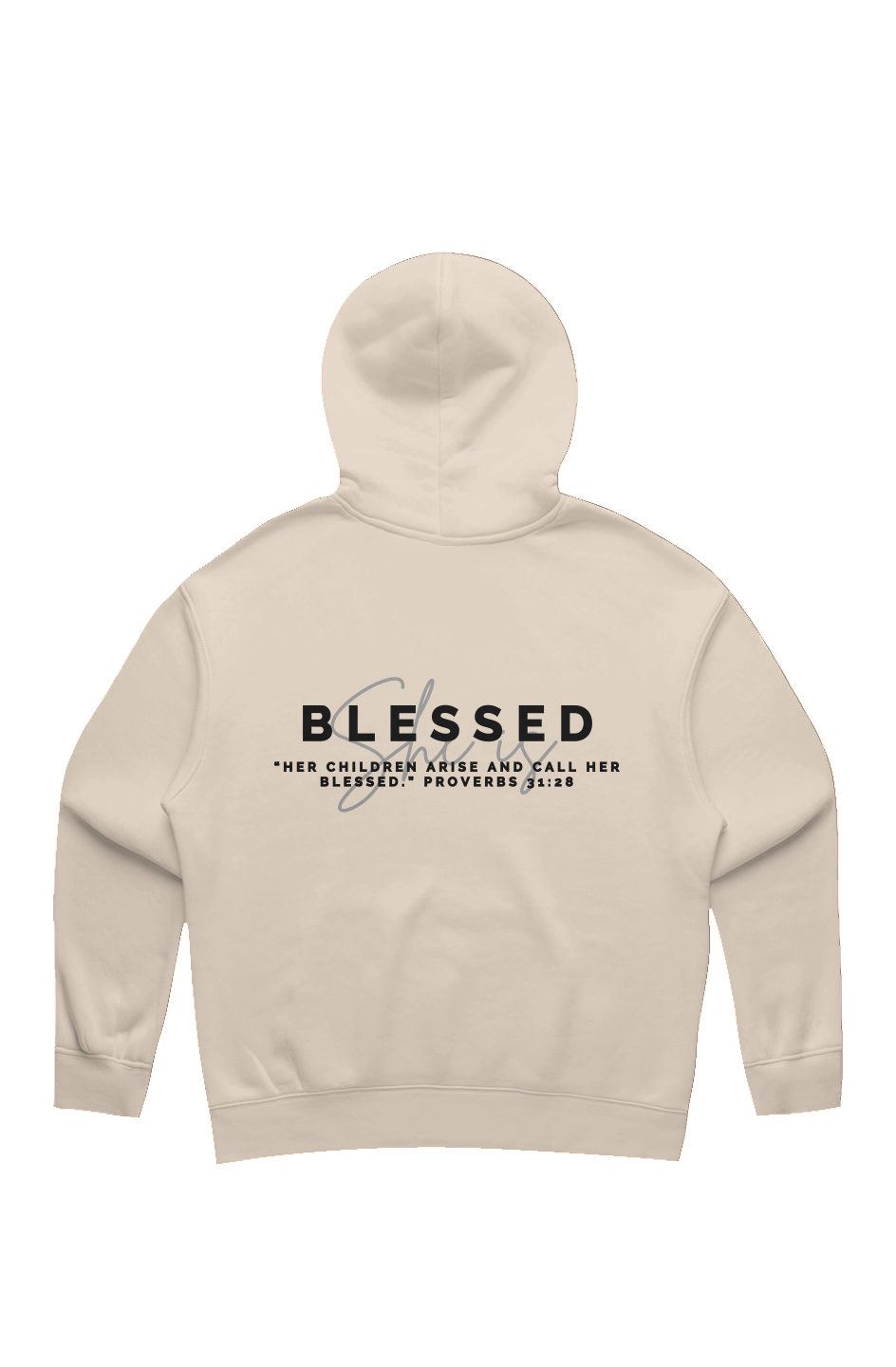 She Is | BLESSED | Relaxed Hoodie (back design)