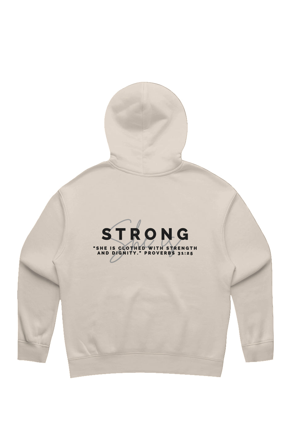 She Is | STRONG | Relaxed Hoodie (back design)