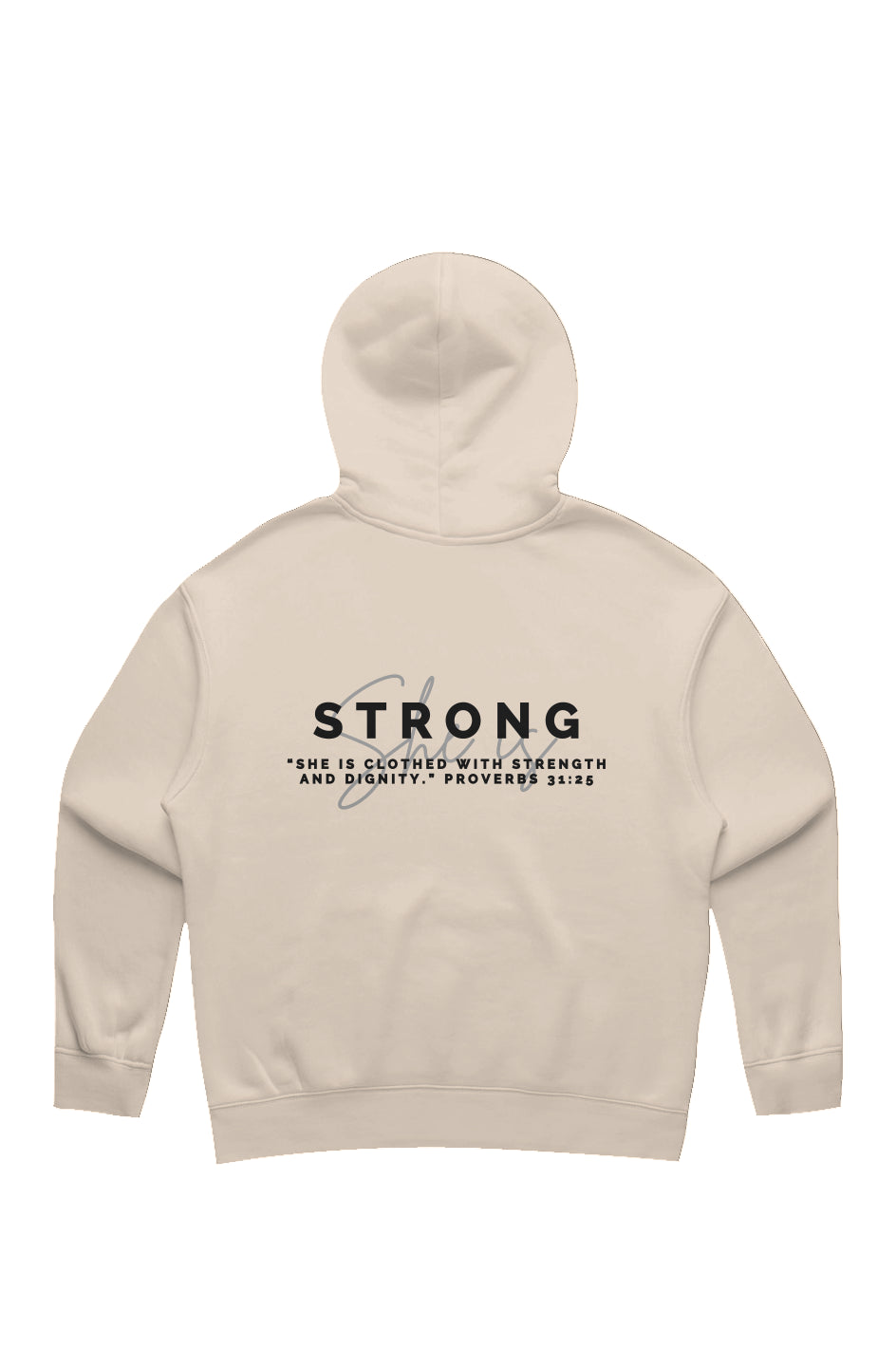 She Is | STRONG | Relaxed Hoodie (back design)